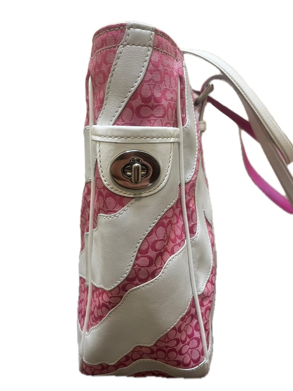 Coach Vintage Zebra Patchwork Limited Edition White & Pink Mini Cs Gallery Tote - Picture 3 of 15